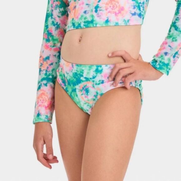 NWT Cat & Jack Medium (8) Girl’s Bikini Swim Bottom Tie Dye Floral Print - Picture 1 of 6